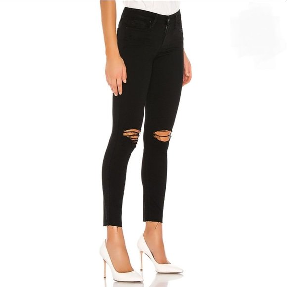 NEW PAIGE BLACK FRAYED JEANS - Picture 3 of 6